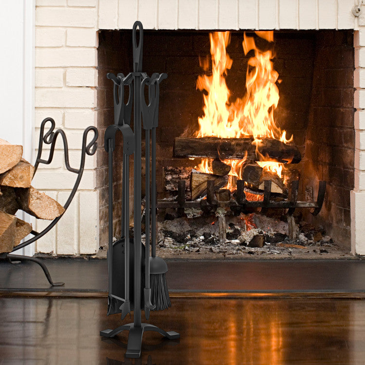 5 Pieces Fireplace Tool Set Fireplace Accessories with Poker