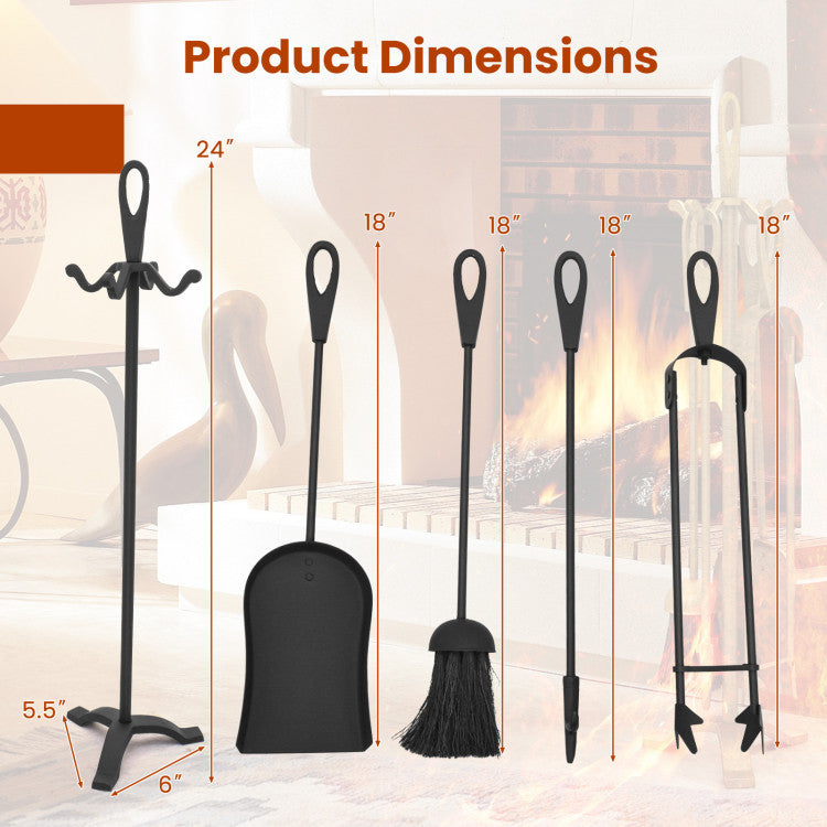 5 Pieces Fireplace Tool Set Fireplace Accessories with Poker