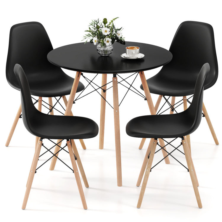 5 Pieces Dining Table Set With Solid Wood Leg