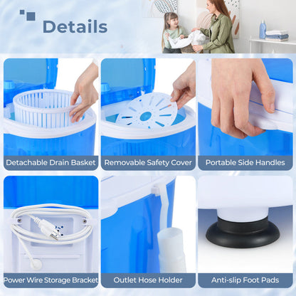5.5 lbs Portable Semi Auto Washing Machine for Small Space