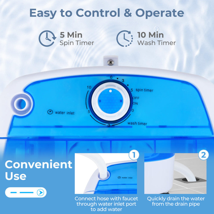 5.5 lbs Portable Semi Auto Washing Machine for Small Space