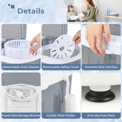 Portable Mini Washing Machine Semi-Automatic Washer and Spinner Combo with Single Tub