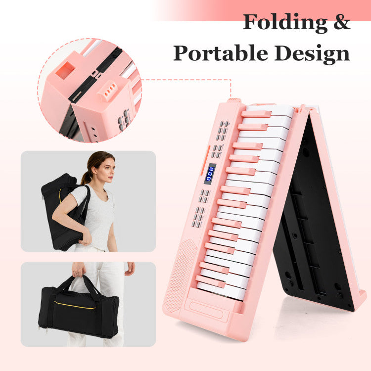61-Key Foldable Piano Keyboard Full-size Electronic Keyboard with MIDI and Split Function