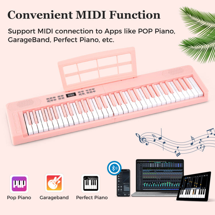 61-Key Foldable Piano Keyboard Full-size Electronic Keyboard with MIDI and Split Function