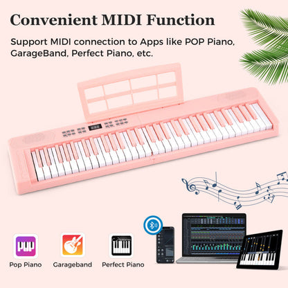 61-Key Foldable Piano Keyboard Full-size Electronic Keyboard with MIDI and Split Function