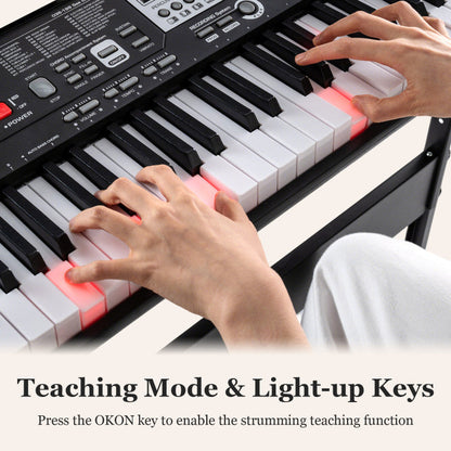 61 Keys Beginners Piano Keyboard Electric Keyboard Kit with Adjustable Stand and Stool