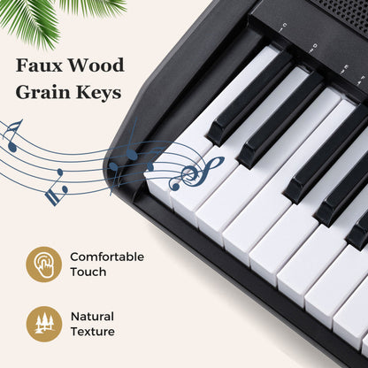 61 Keys Beginners Piano Keyboard Electric Keyboard Kit with Adjustable Stand and Stool
