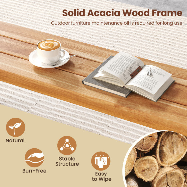 63 Inch 3-Person Acacia Patio Wood Outdoor Backless Bench