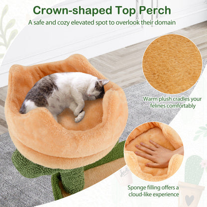 63 Inch Cactus Cat Tree with Sisal Scratching Posts and Board for Indoor Cats