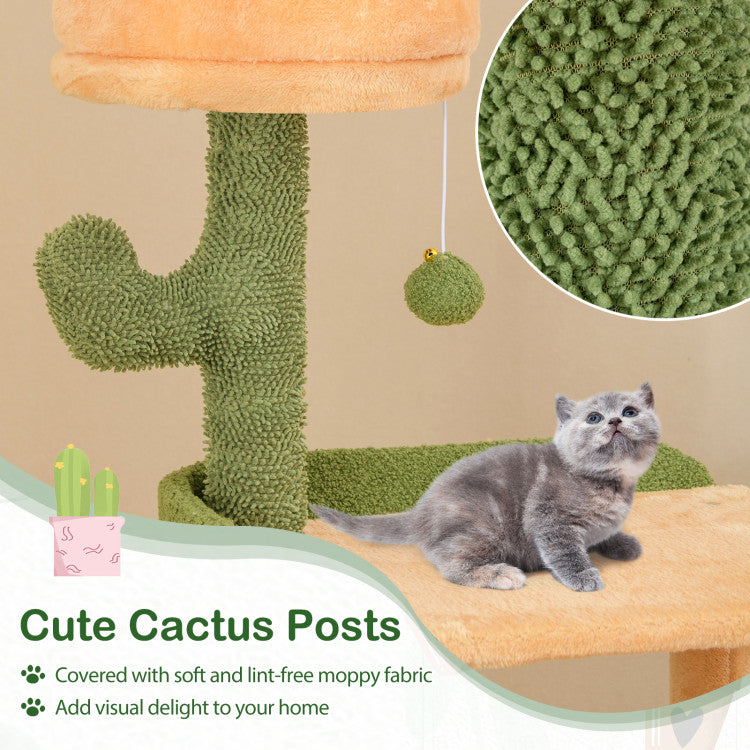 63 Inch Cactus Cat Tree with Sisal Scratching Posts and Board for Indoor Cats