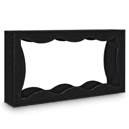 63 Inch Console Table 2-Tier Narrow Entryway Table with Wavy Edge Storage Shelf