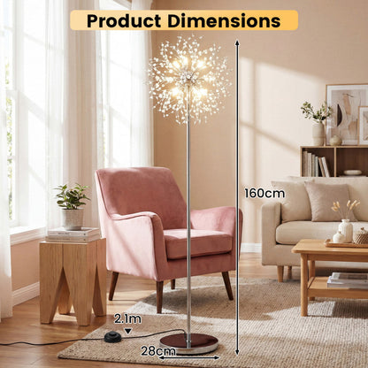 63-Inch Crystal Floor Lamp with Acrylic Crystals