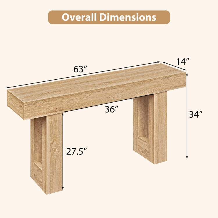 63 Inches Long Console Table Farmhouse Entryway Table with Storage