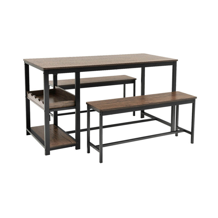 3 Pieces Dining Table Set with Wine Rack