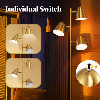 3-Bulb Floor Lamp Standing Tall Tree Lamp with 3 E26 A19 Bulbs and Adjustable Lampshades
