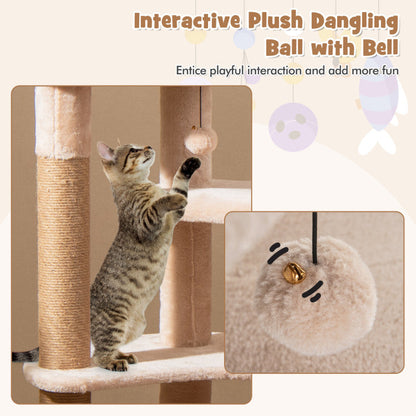 65 Inches Cat Tree with Perch and Soft Hammock for Indoor Cats