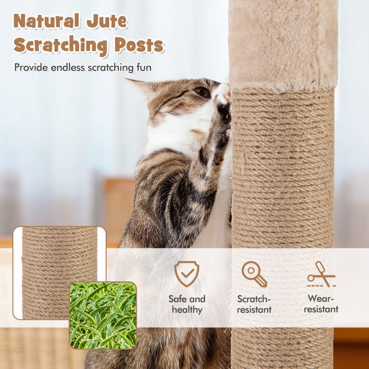 65 Inches Cat Tree with Perch and Soft Hammock for Indoor Cats