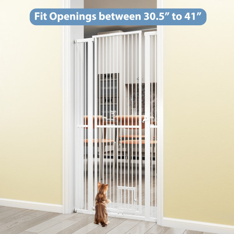 67.5" Extra Tall Pet Gate Heavy-Duty Metal Cat Gate with 30.5"-41" Wide Opening