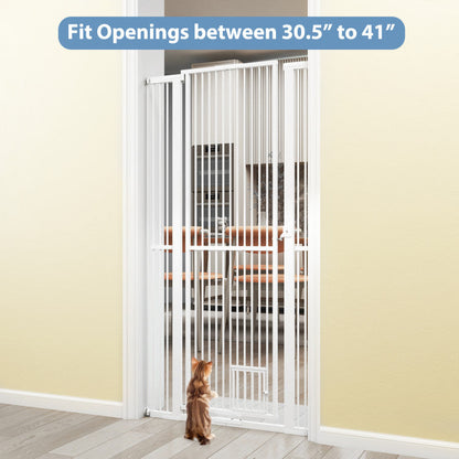67.5" Extra Tall Pet Gate Heavy-Duty Metal Cat Gate with 30.5"-41" Wide Opening
