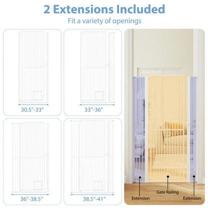 67.5" Extra Tall Pet Gate Heavy-Duty Metal Cat Gate with 30.5"-41" Wide Opening