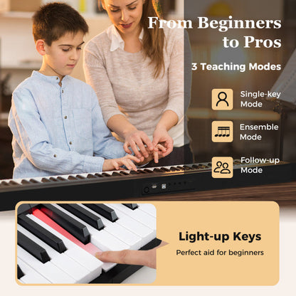 88 Key Foldable Piano Keyboard Portable Semi Weighted Electric Piano