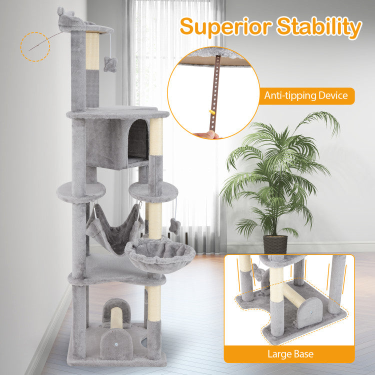 69 Inch Multi-level Cat Tree with Top Perch and Cozy Condo