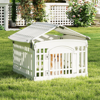 6-Panel Plastic Dog Playpen 24 Inch Indoor Outdoor Pet Fence with Locking Door