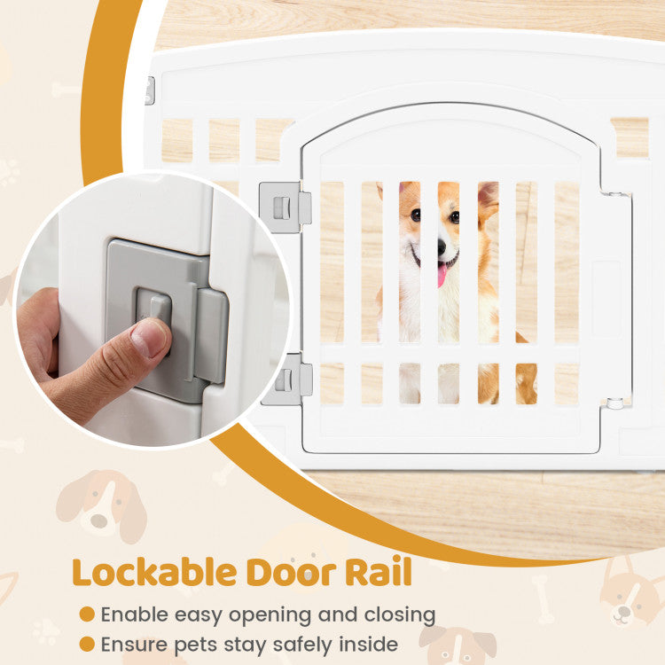 6-Panel Plastic Dog Playpen 24 Inch Indoor Outdoor Pet Fence with Locking Door