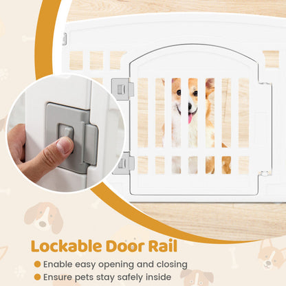 6-Panel Plastic Dog Playpen 24 Inch Indoor Outdoor Pet Fence with Locking Door