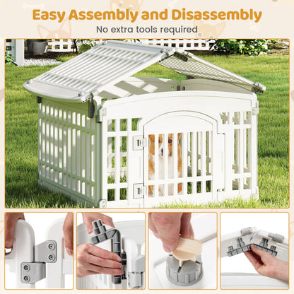 6-Panel Plastic Dog Playpen 24 Inch Indoor Outdoor Pet Fence with Locking Door