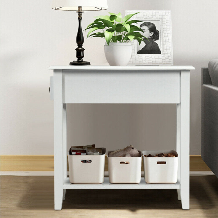 2 Tier End Bedside Sofa Side Table Narrow Nightstand