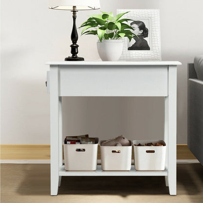 2 Tier End Bedside Sofa Side Table Narrow Nightstand
