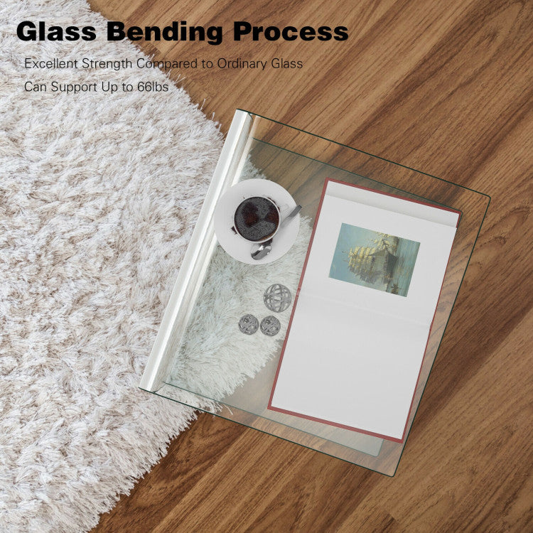 16 Inch Tempered Waterfall End Table with non-Slip Pad