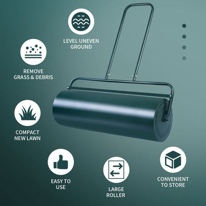 36 x 12 Inch Tow Lawn Roller Water Filled Metal Push Roller