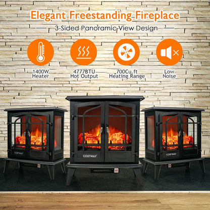 25 Inch Freestanding Electric Fireplace Heater with Realistic Flame effect