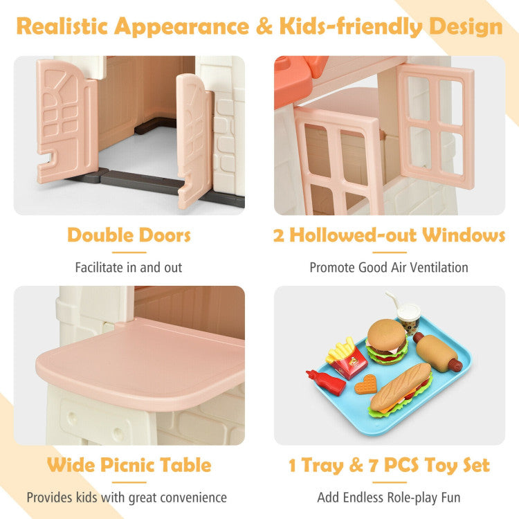 Kid’s Playhouse Pretend Toy House For Boys and Girls 7 Pieces Toy Set
