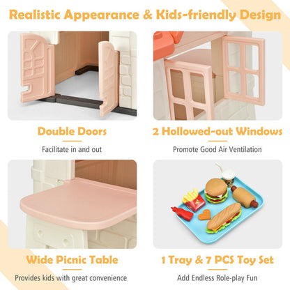 Kid’s Playhouse Pretend Toy House For Boys and Girls 7 Pieces Toy Set