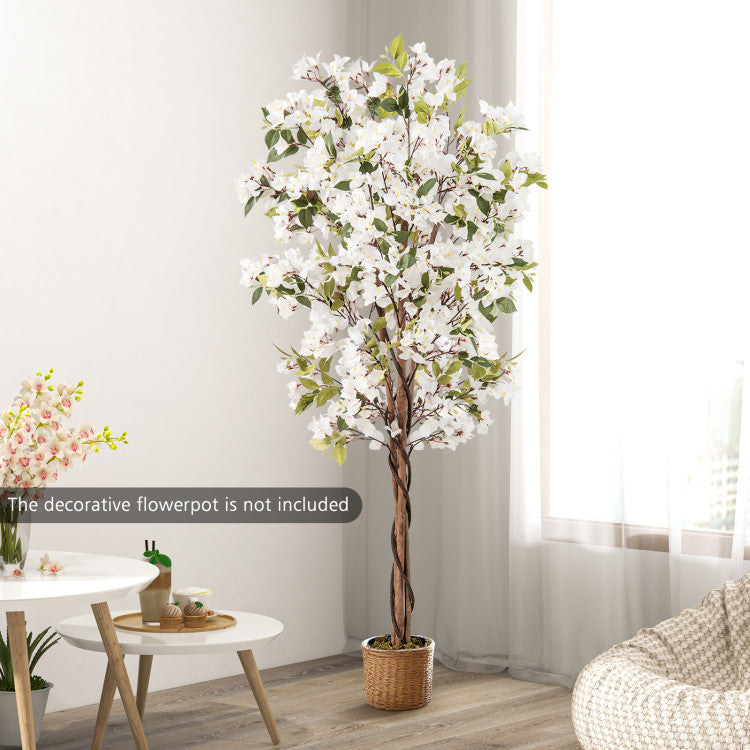 6 Feet Artificial Bougainvillea Tree with 910 White Flowers