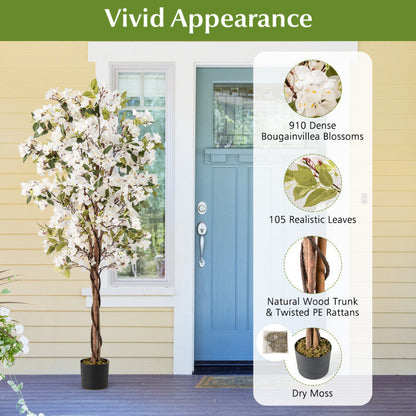 6 Feet Artificial Bougainvillea Tree with 910 White Flowers