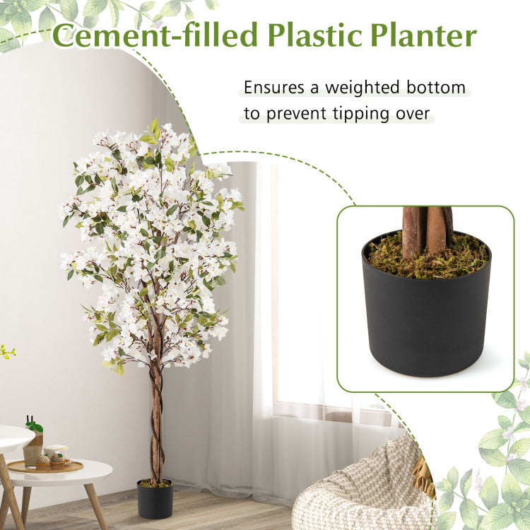 6 Feet Artificial Bougainvillea Tree with 910 White Flowers