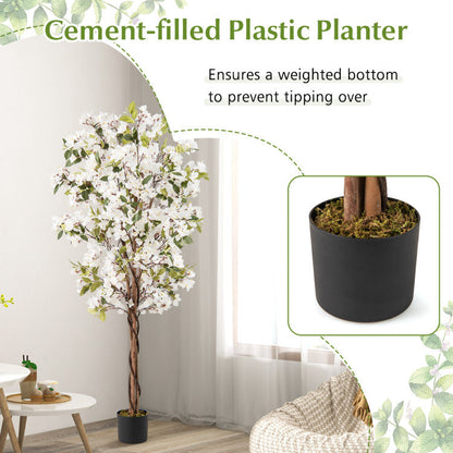6 Feet Artificial Bougainvillea Tree with 910 White Flowers