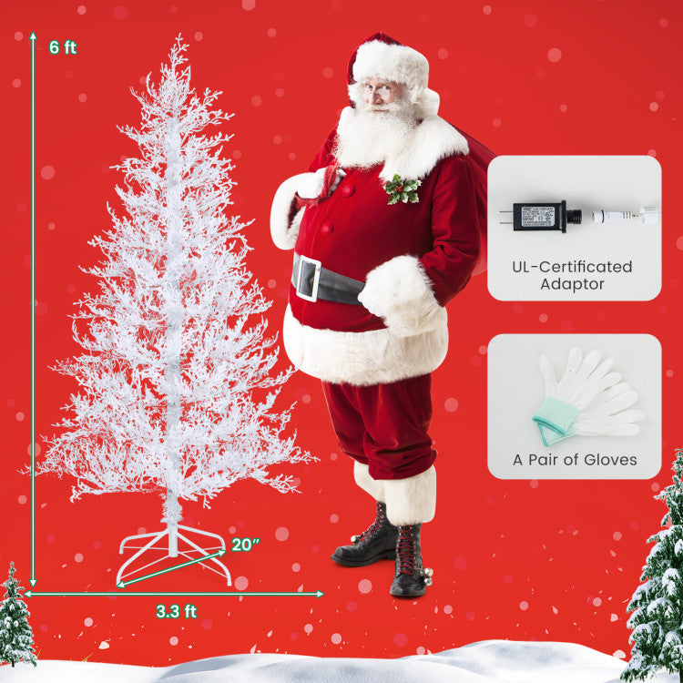 6 Feet Artificial Xmas Tree with 383 PE Branch Tips and 300 LED Lights