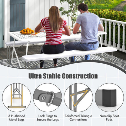 6 Feet Plastic Folding Bench Portable Seat with Handle and Lock