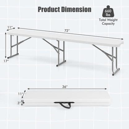 6 Feet Plastic Folding Bench Portable Seat with Handle and Lock