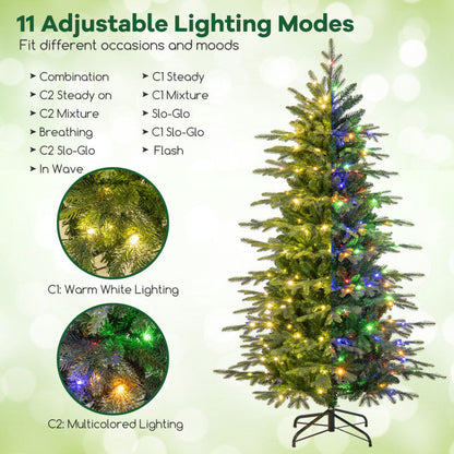 6/7.5/9 Feet Pre-Lit Artificial Christmas Tree with Warm White LED Lights