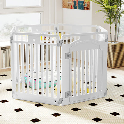 6-Panel Tall Dog Playpen Foldable Pet Fence with Locking Door