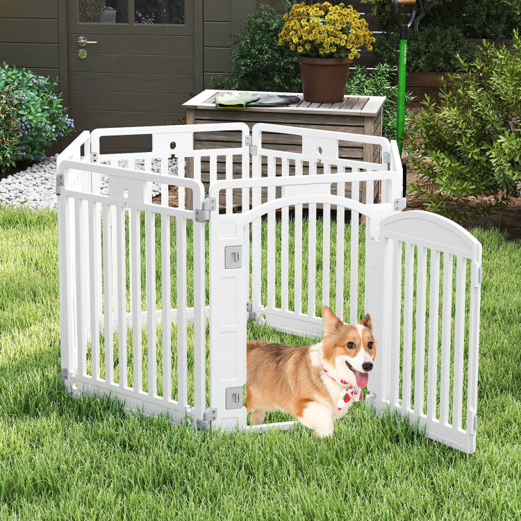6-Panel Tall Dog Playpen Foldable Pet Fence with Locking Door