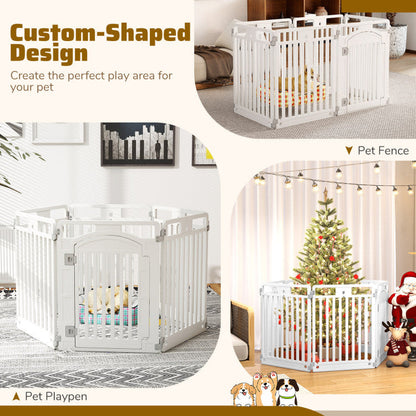 6-Panel Tall Dog Playpen Foldable Pet Fence with Locking Door