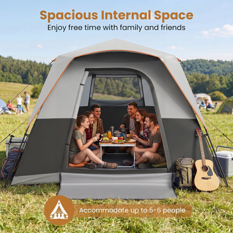 6-Person Outdoor Camping Tent Blackout Easy Setup Instant Cabin Tent with Rainfly and Carrying Bag