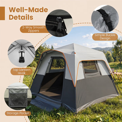 6-Person Outdoor Camping Tent Blackout Easy Setup Instant Cabin Tent with Rainfly and Carrying Bag